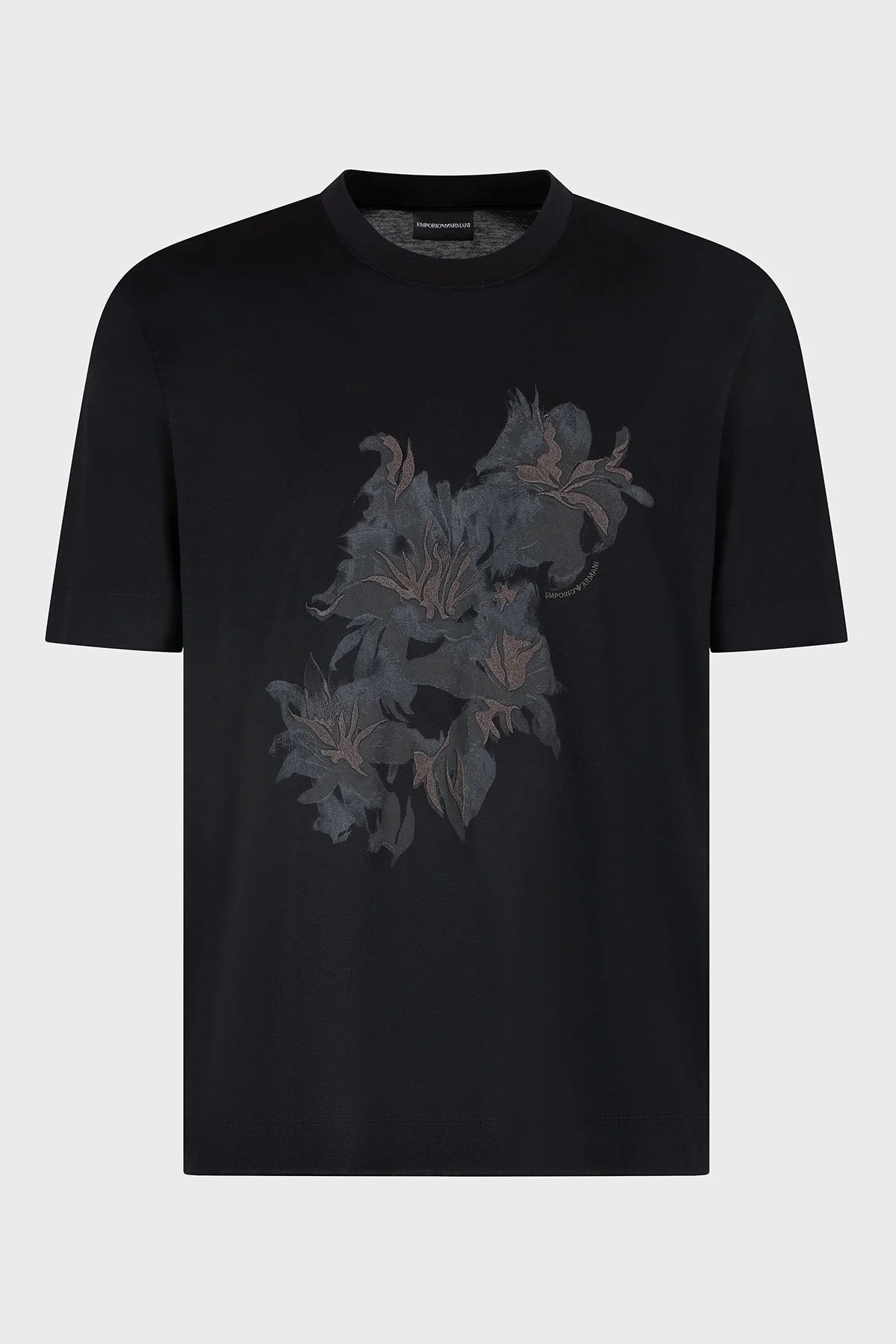 Emporio Armani Çiçek Baskılı Pamuklu Regular Fit Bisiklet Yaka Erkek T Shirt EM001024 AF10017 UC001 SİYAH - 5