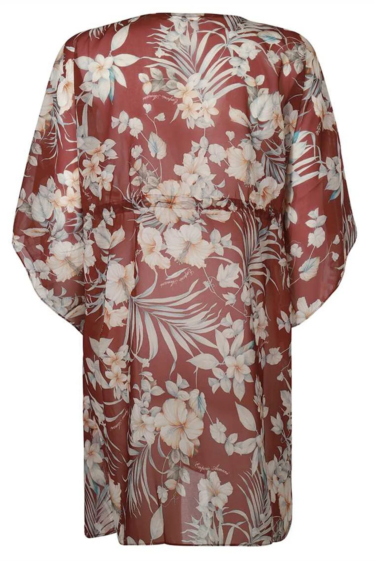 Emporio Armani Çiçek Desenli V Yaka Mini Bayan Elbise S 262663 1P316 03956 BORDO - 5