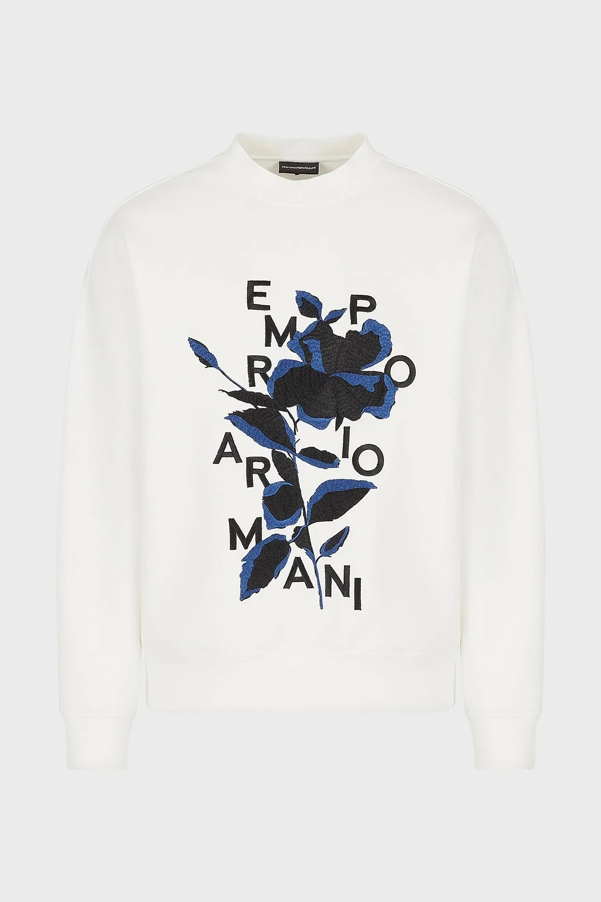 Emporio Armani Çiçek Motifli Bisiklet Yaka Regular Fit Pamuklu Erkek Sweat 3R1MBB 1JHSZ 0101 BEYAZ - 4