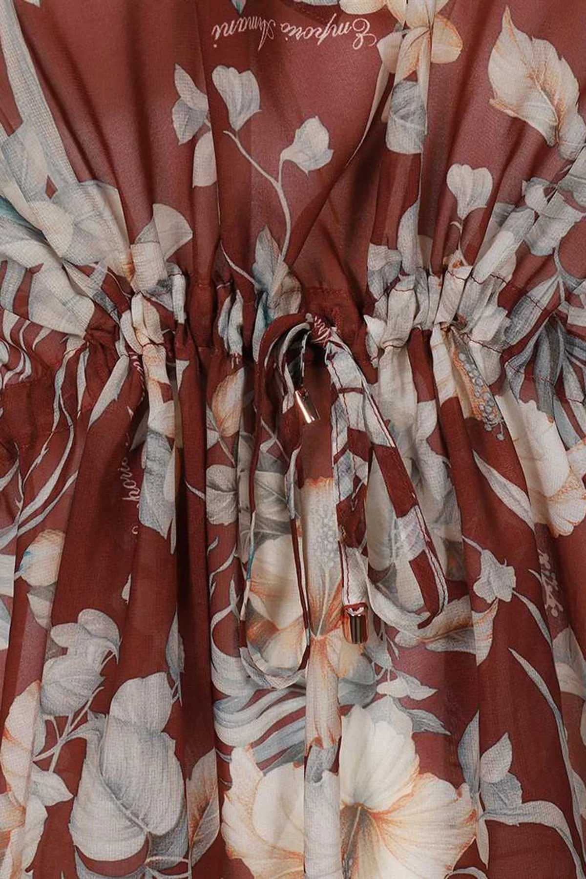 Emporio Armani Çiçekli V Yaka Mini Bayan Elbise 262663 1P316 03956 BORDO - 6