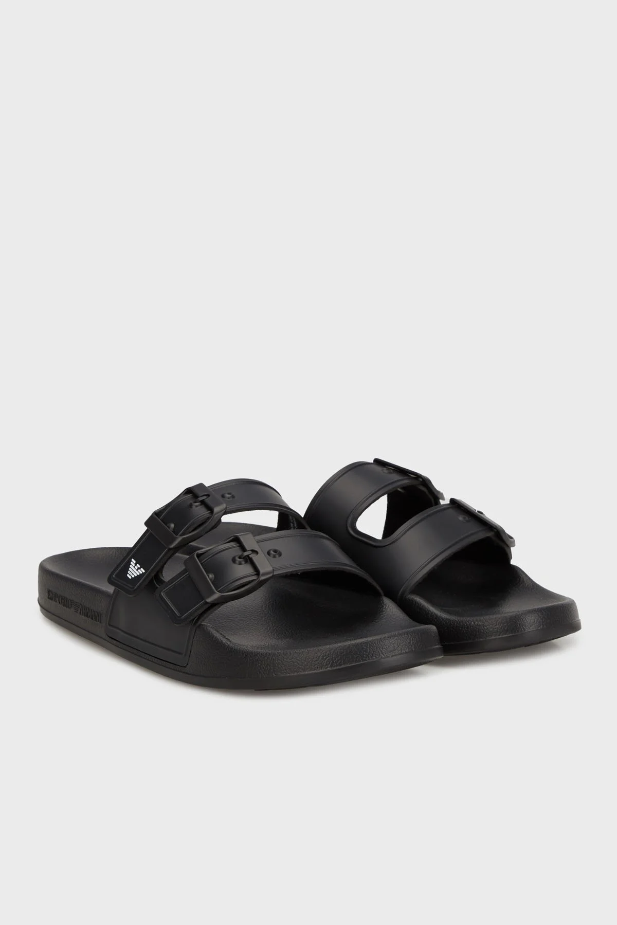 Emporio Armani Çift Bantlı Logolu Unisex Terlik XVPS13 XR275 K485 SİYAH-BEYAZ - 7