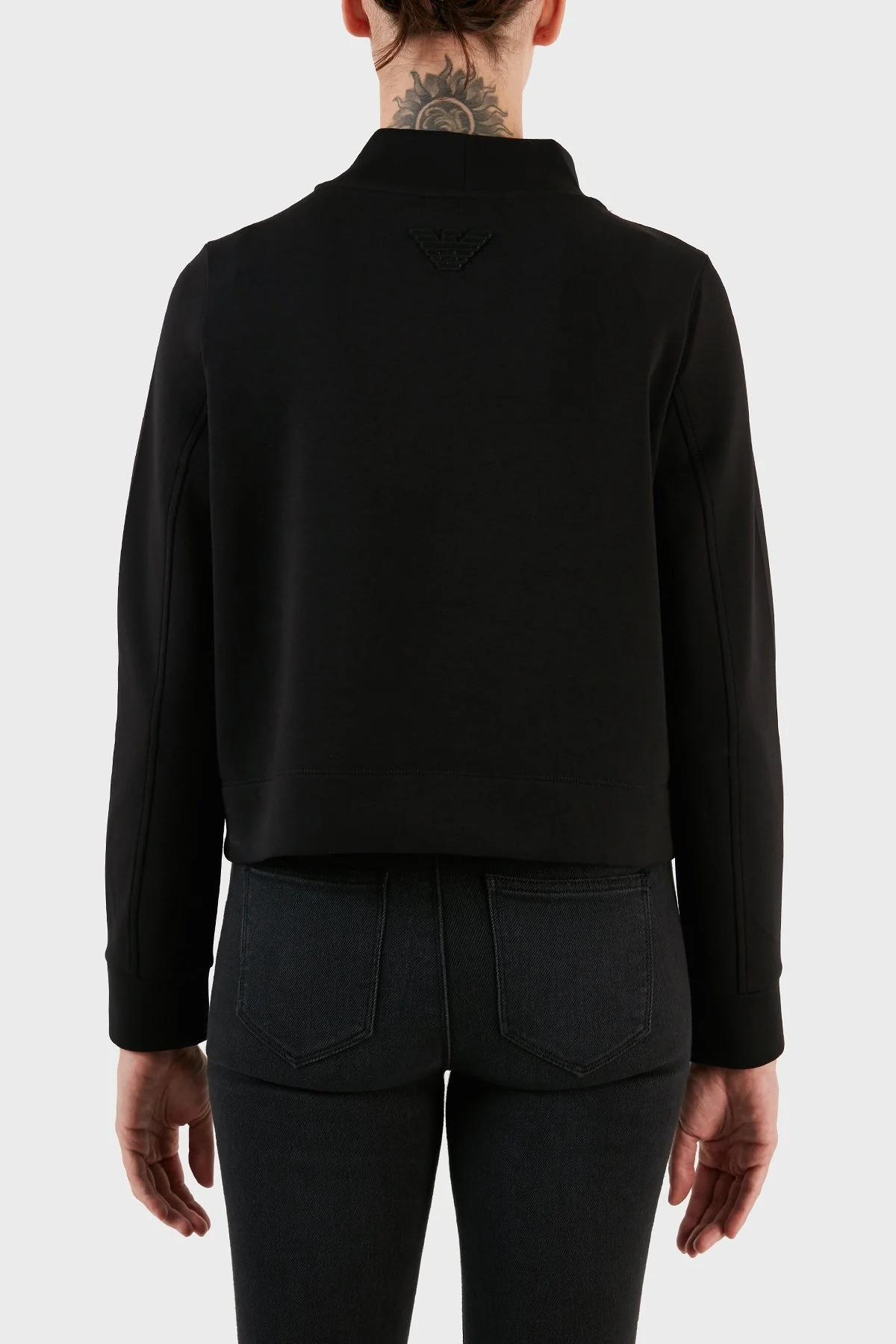 Emporio Armani Çift Jarseden Çapraz Fermuarlı Balıkçı Yaka Bayan Sweat 6R2M6D 1JHSZ 0999 SİYAH - 2