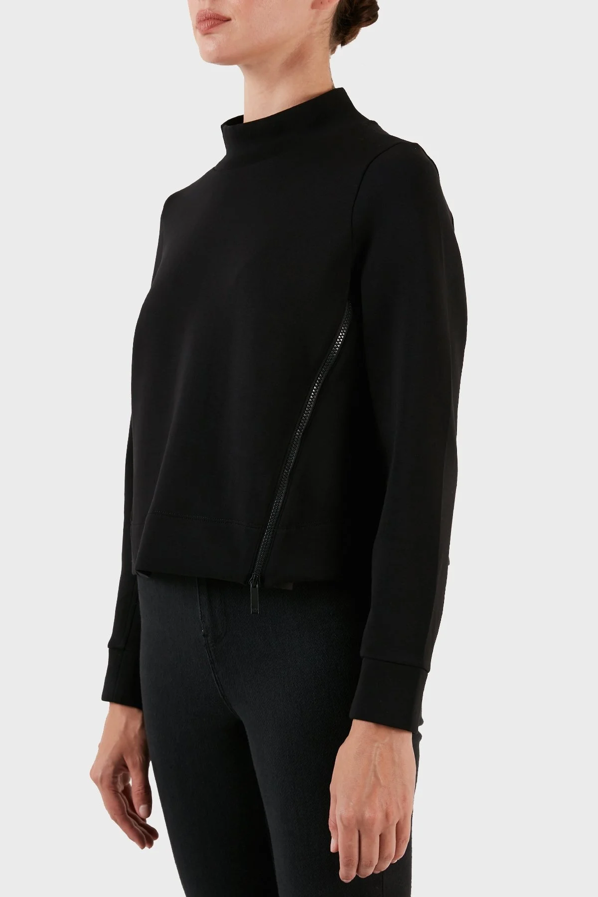 Emporio Armani Çift Jarseden Çapraz Fermuarlı Balıkçı Yaka Bayan Sweat 6R2M6D 1JHSZ 0999 SİYAH - 3