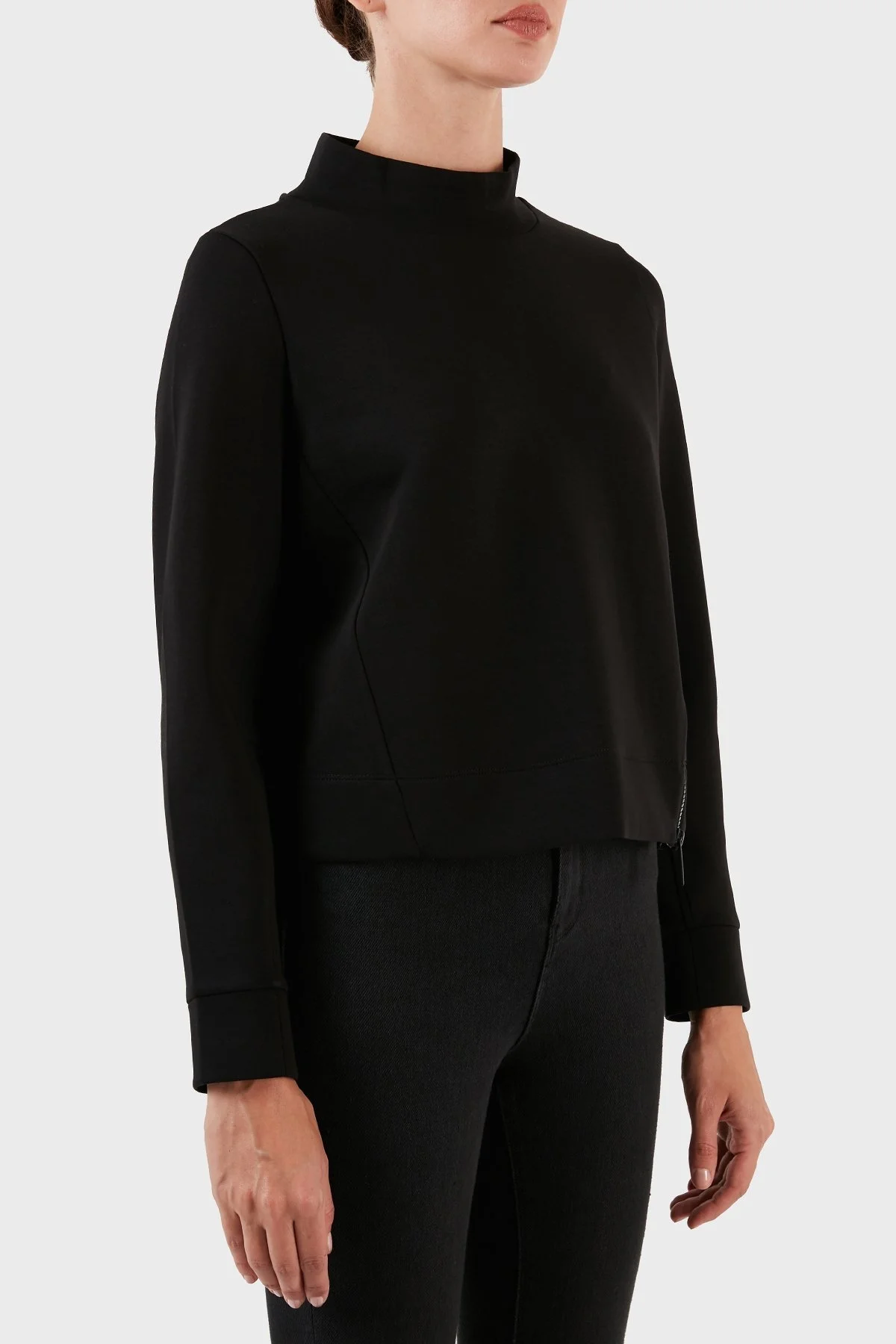 Emporio Armani Çift Jarseden Çapraz Fermuarlı Balıkçı Yaka Bayan Sweat 6R2M6D 1JHSZ 0999 SİYAH - 4