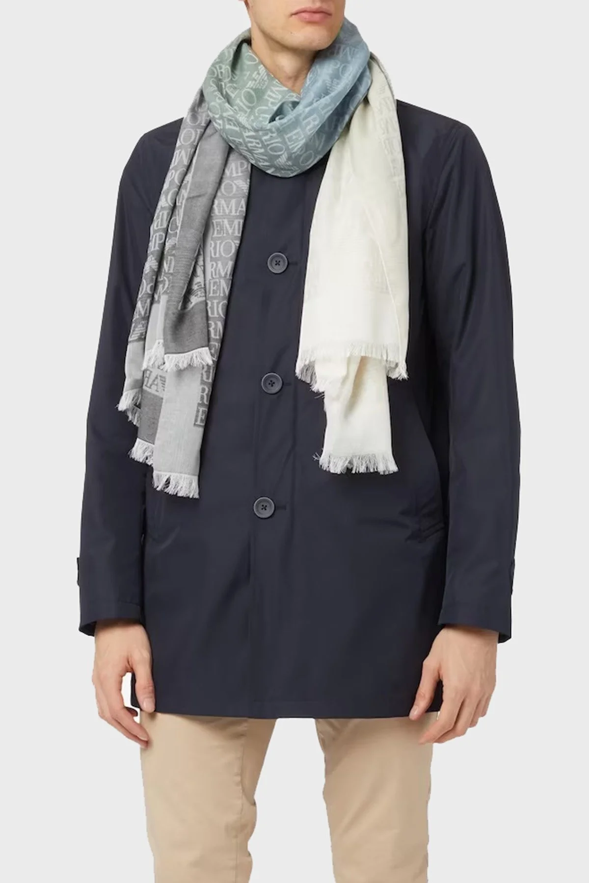 Emporio Armani Çift Taraflı 70x190 cm Unisex Şal 625220 2R302 00086 GRİ-EKRU - 2