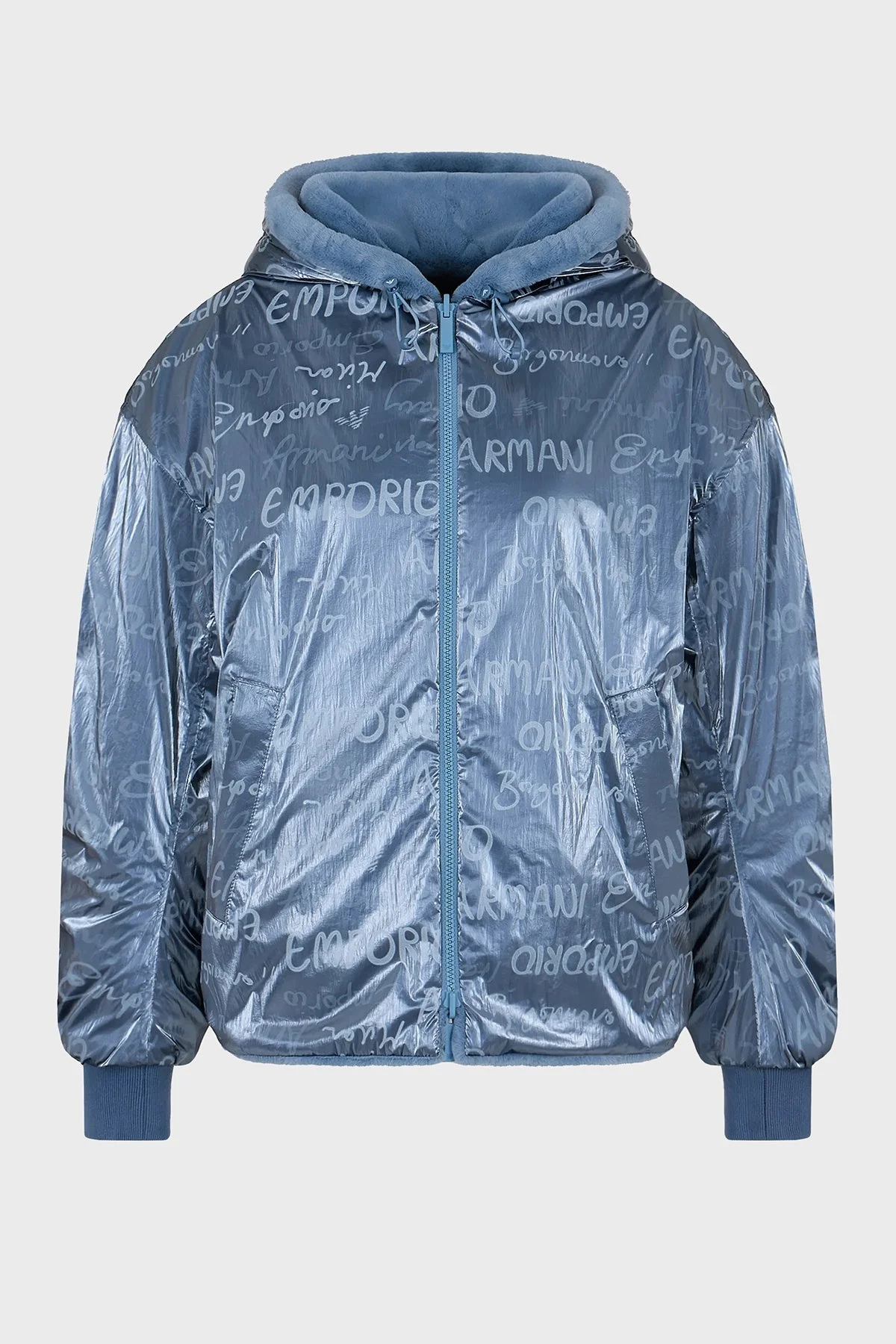 Emporio Armani Çift Taraflı Kapüşonlu Relaxed Fit Bomber Bayan Ceket H4NB1D E9917 017 MAVİ - 5