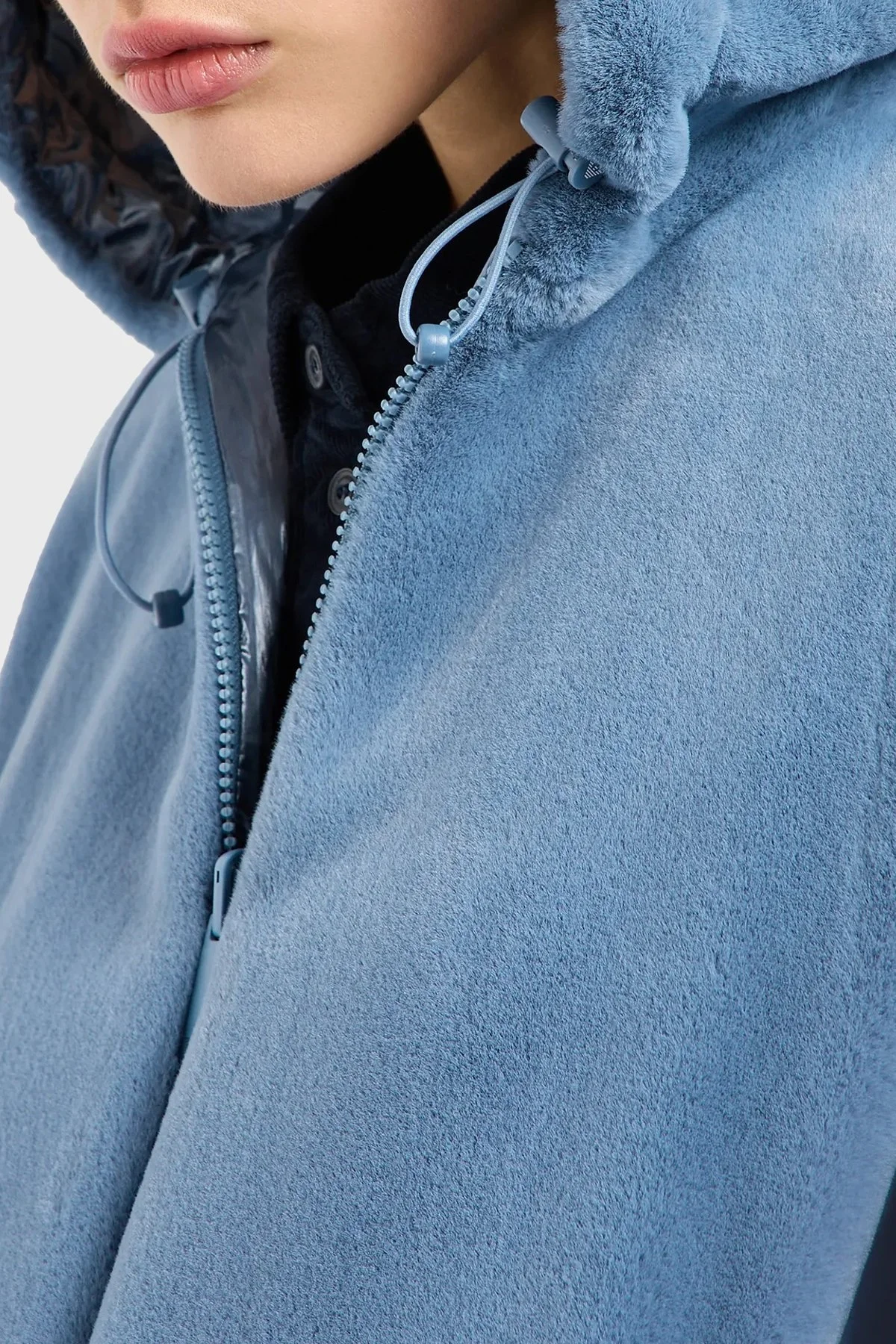 Emporio Armani Çift Taraflı Kapüşonlu Relaxed Fit Bomber Bayan Ceket H4NB1D E9917 017 MAVİ - 7