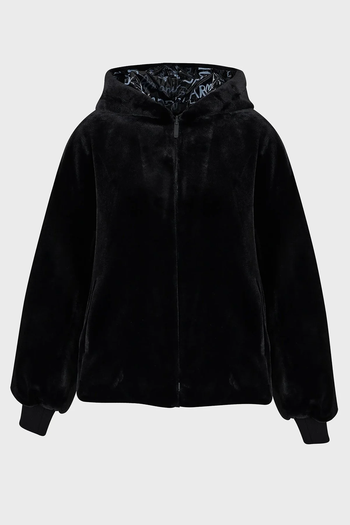 Emporio Armani Çift Taraflı Kapüşonlu Relaxed Fit Bomber Bayan Ceket H4NB1D E9917 099 SİYAH - 1