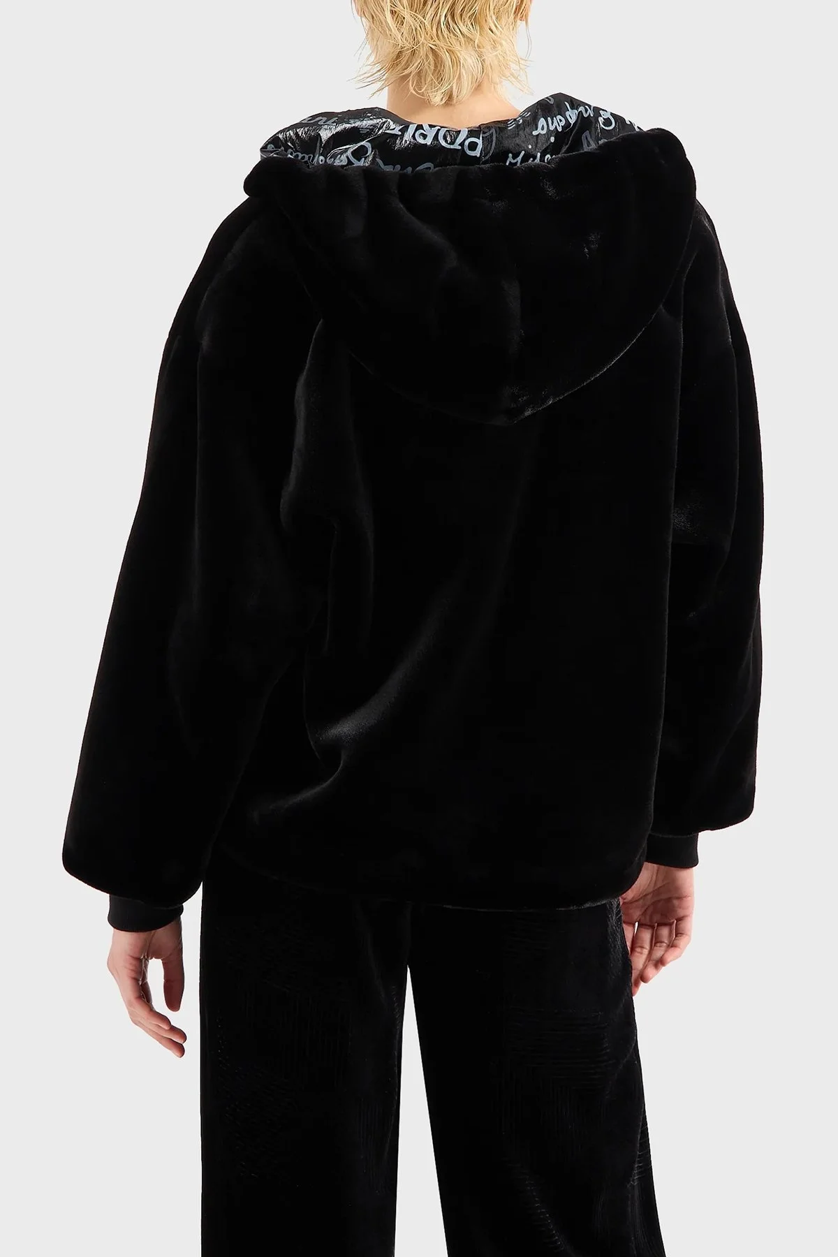 Emporio Armani Çift Taraflı Kapüşonlu Relaxed Fit Bomber Bayan Ceket H4NB1D E9917 099 SİYAH - 3