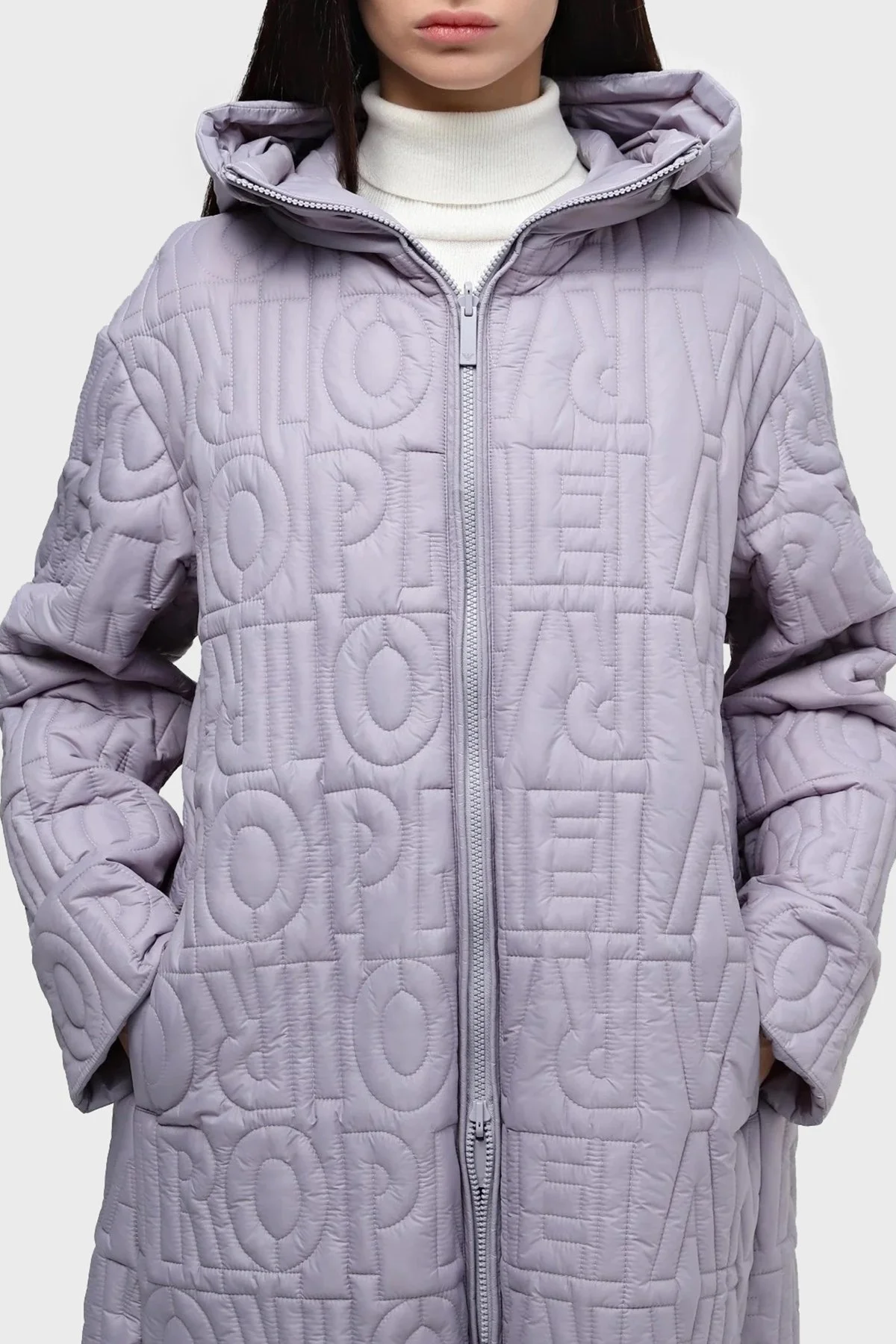 Emporio Armani Çift Taraflı Su İtici Kapüşonlu Bayan Kaban 3D2L61 2NIIZ 0802 LİLA - 2