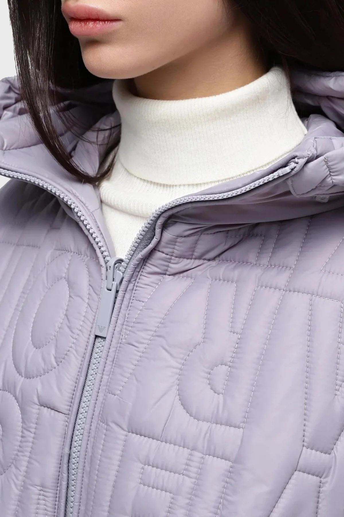 Emporio Armani Çift Taraflı Su İtici Kapüşonlu Bayan Kaban 3D2L61 2NIIZ 0802 LİLA - 4