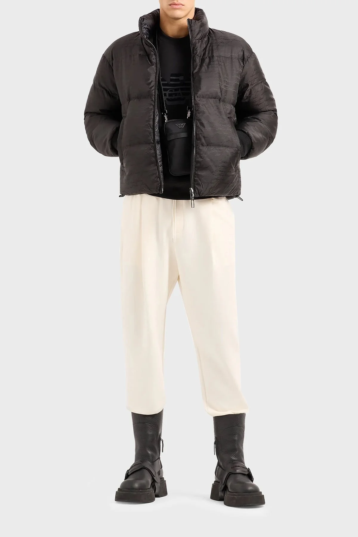 Emporio Armani Çift Taraflı Su ve Rüzgar Geçirmez Dik Yaka Regular Fit Erkek Mont 6R1B65 1NVSZ F091 SİYAH - 2