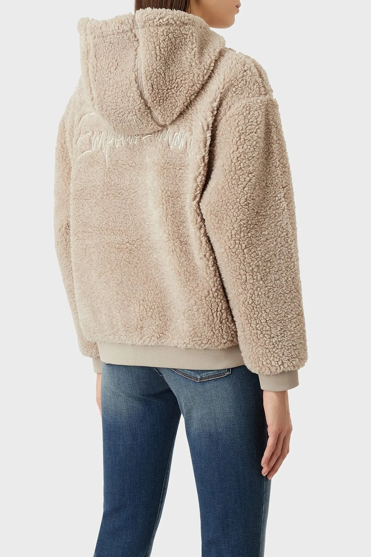 Emporio Armani Çift Taraflı Yumuşak Dokulu Kapüşonlu Bayan Mont 6L2B6F 2JZQZ 0603 TAŞ - 4