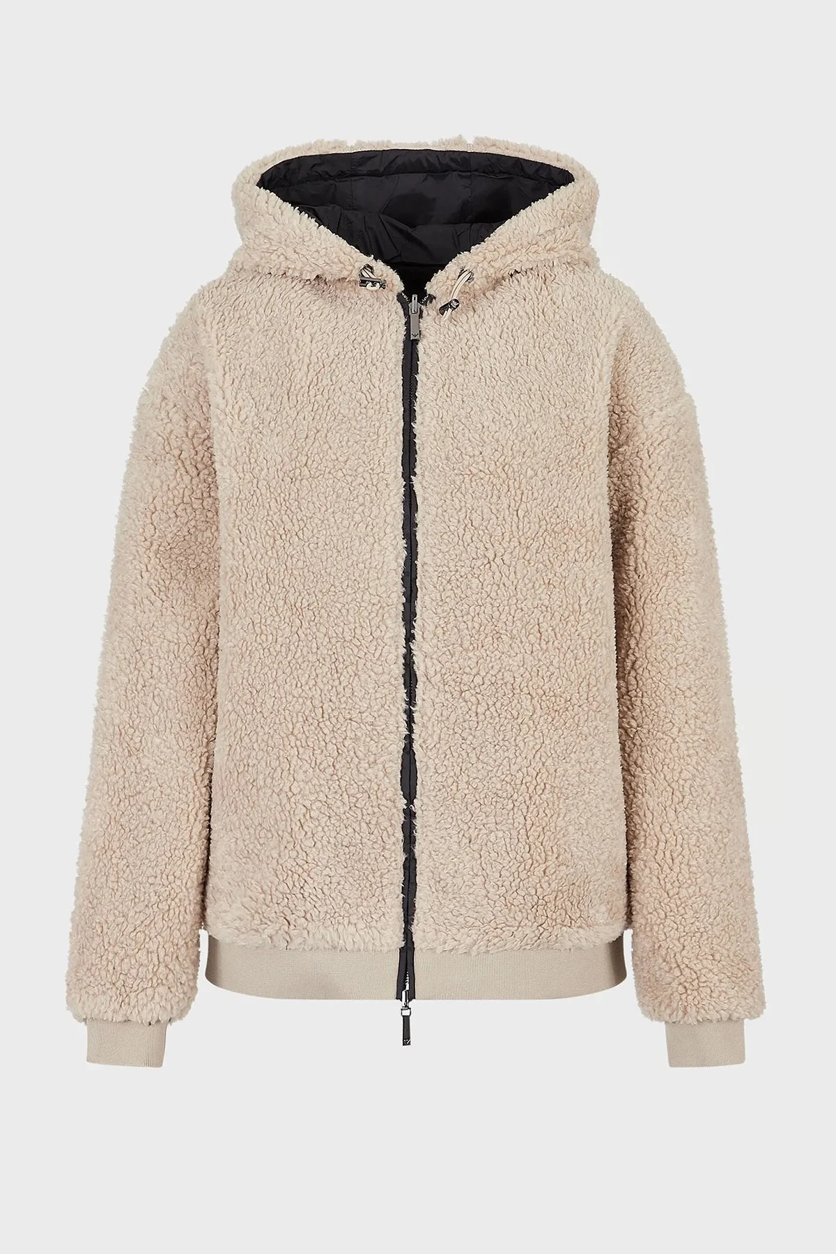 Emporio Armani Çift Taraflı Yumuşak Dokulu Kapüşonlu Bayan Mont 6L2B6F 2JZQZ 0603 TAŞ - 7