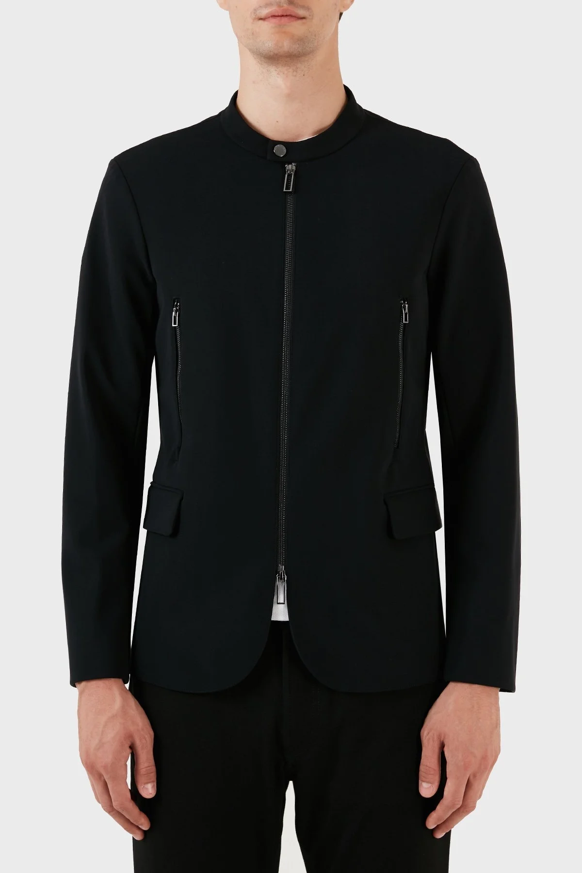 Emporio Armani Çift Yönlü Fermuarlı Bant Yaka Cepli Regular Fit Erkek Ceket 6R1G72 1NGMZ 0999 SİYAH - 1