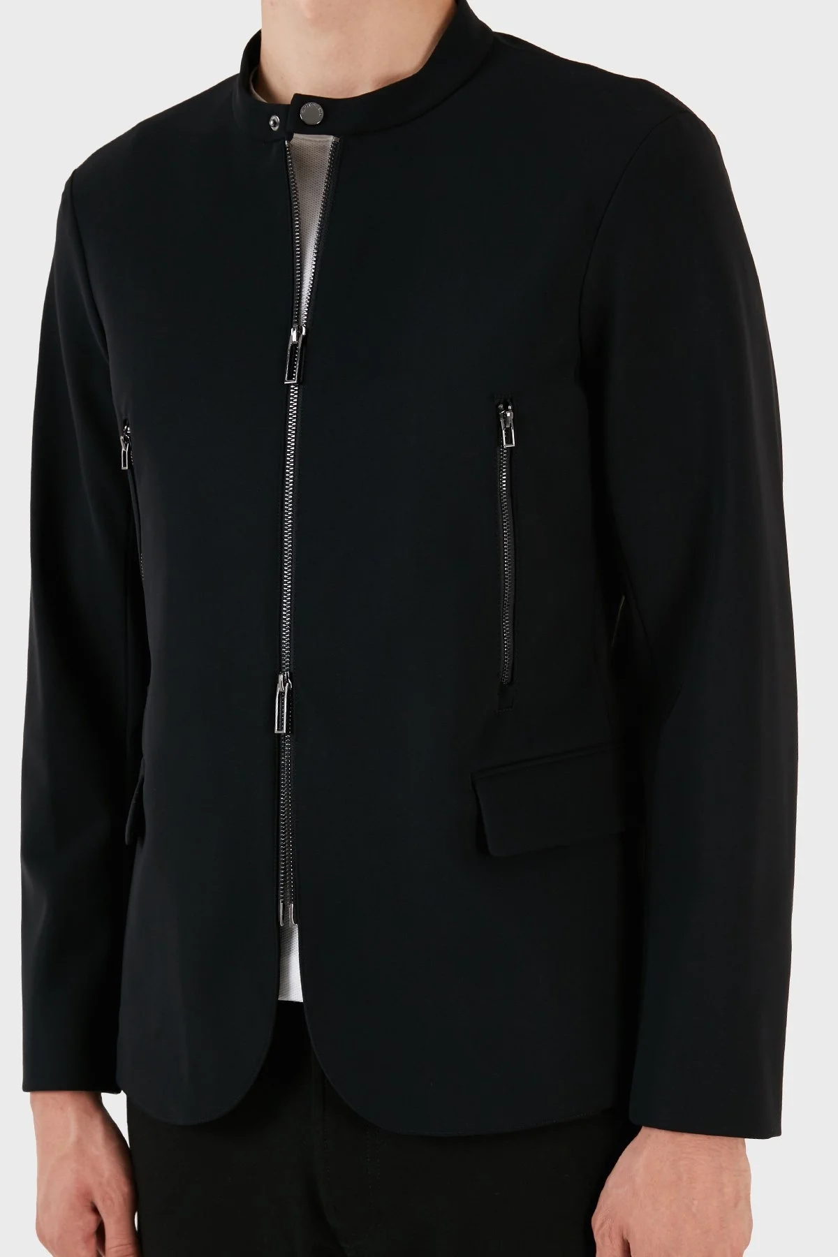 Emporio Armani Çift Yönlü Fermuarlı Bant Yaka Cepli Regular Fit Erkek Ceket 6R1G72 1NGMZ 0999 SİYAH - 6
