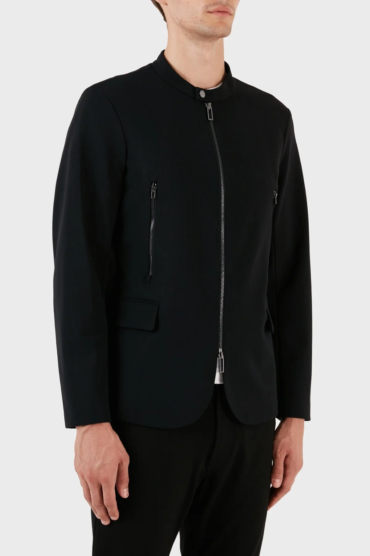 Emporio Armani Çift Yönlü Fermuarlı Bant Yaka Cepli Regular Fit Erkek Ceket 6R1G72 1NGMZ 0999 SİYAH - 7