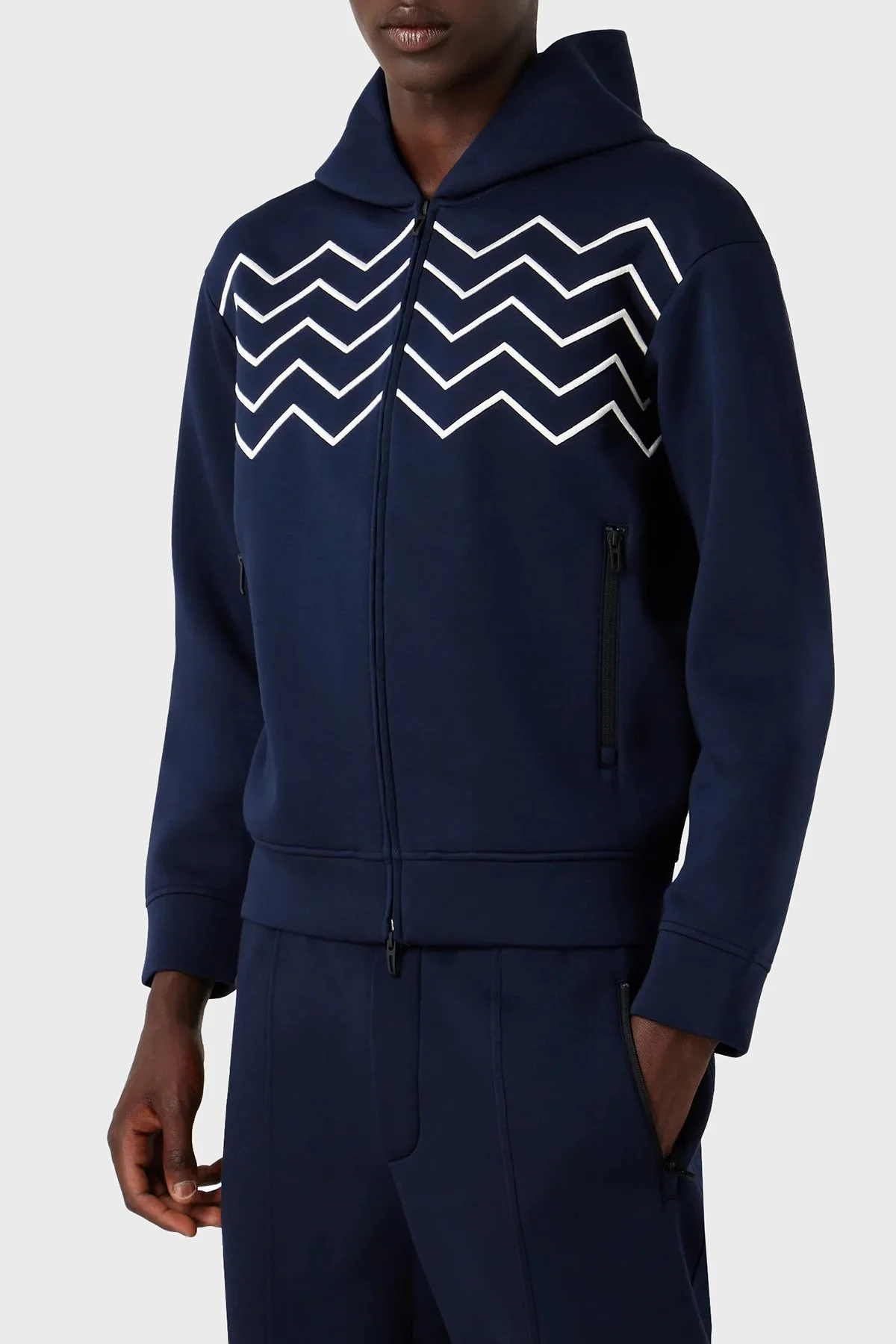 Emporio Armani Çift Yönlü Fermuarlı Kapüşonlu Regular Fit Sweat Erkek Ceket 6R1ME2 1JNWZ 09B3 LACİVERT - 1