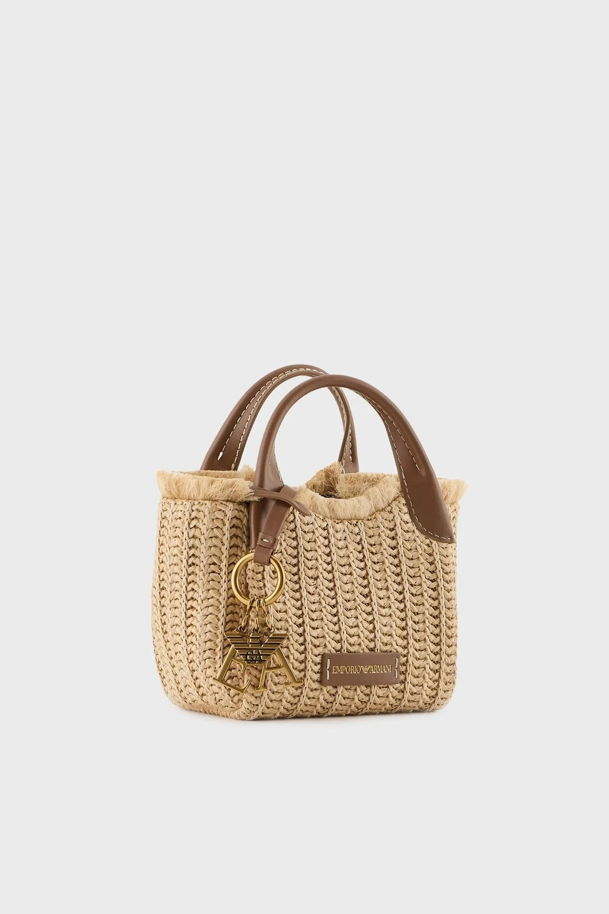 Emporio Armani Çıkarılabilir Askılı Hasır Bayan Çanta Y3D278 YWQ5D 80016 BEJ - 6