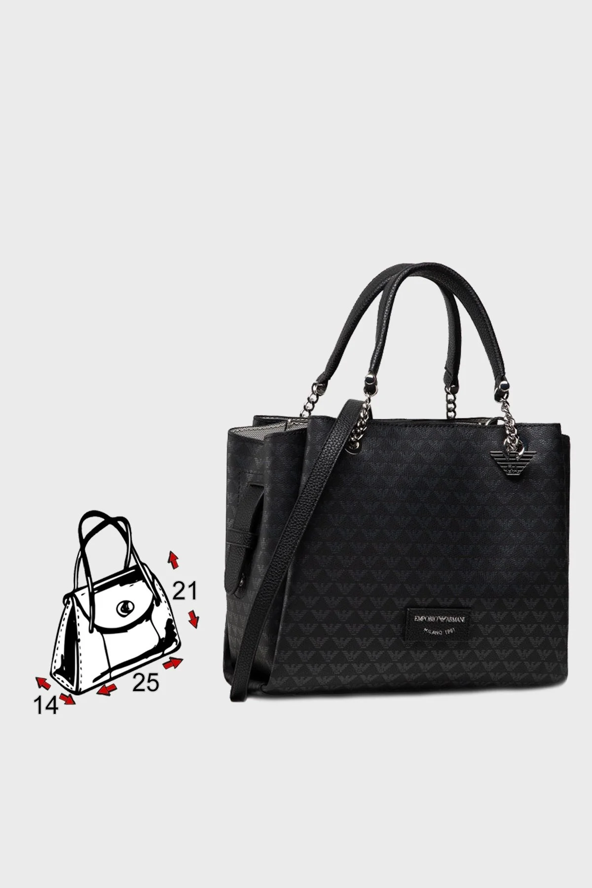 Emporio Armani Çıkarılabilir İç Detaylı Uzatma Askılı Bayan Çanta Y3D159 Y345E 80001 SİYAH - 5