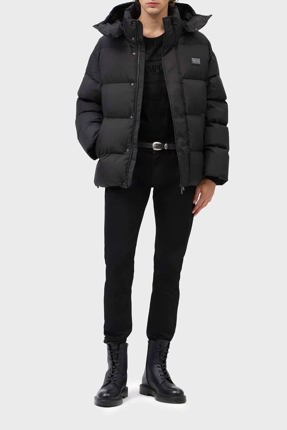 Emporio Armani Çıkarılabilir Kapüşonlu Yaka Kuş Tüyü Dolgulu Şişme Erkek Mont EM006745 AF18231 UC001 Siyah - 2