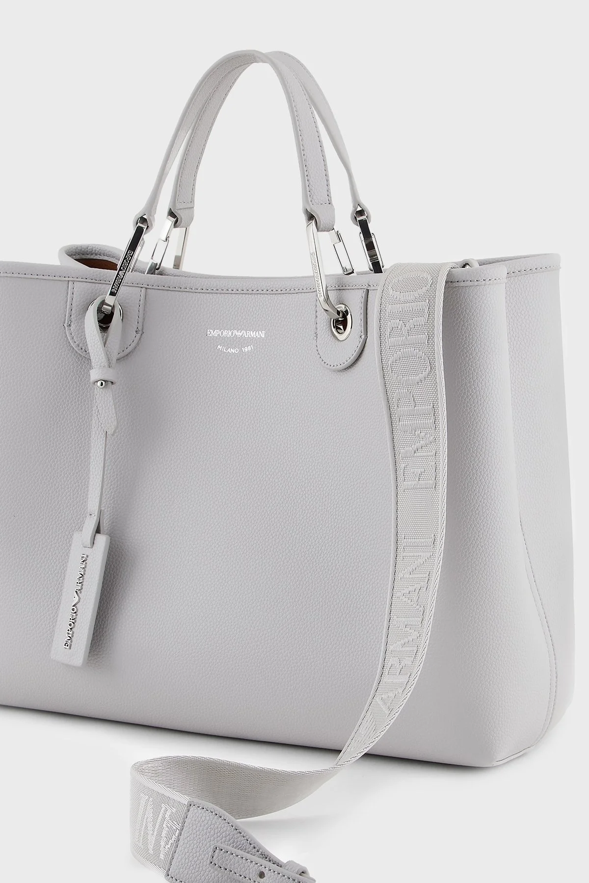 Emporio Armani Çıkarılabilir Logolu Omuz Askılı Bayan Çanta EW000360 AF12036 M8118 GRİ - 3