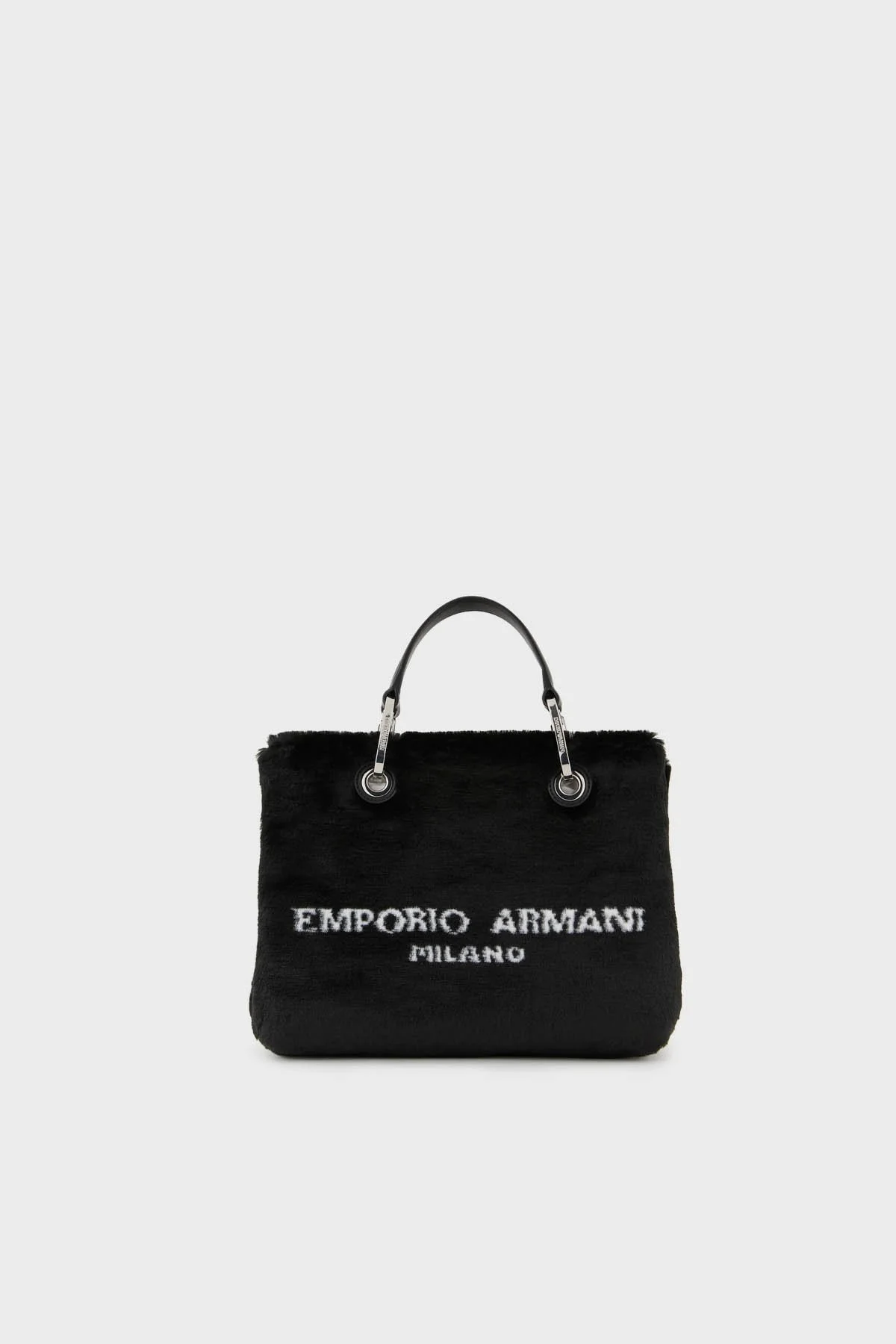 Emporio Armani Çıkarılabilir Omuz Askılı Peluş Bayan Çanta Y3D166 YWH6E 80001 SİYAH - 1