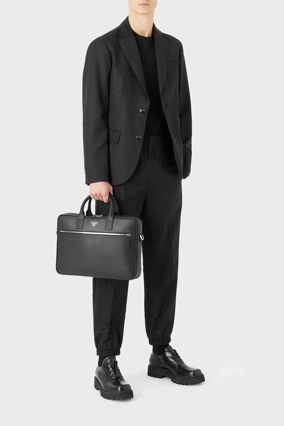 Emporio Armani Çıkarılabilir Uzatma Askılı Fermuarlı Laptop Erkek Çanta Y4P119 Y138E 81072 SİYAH - 8