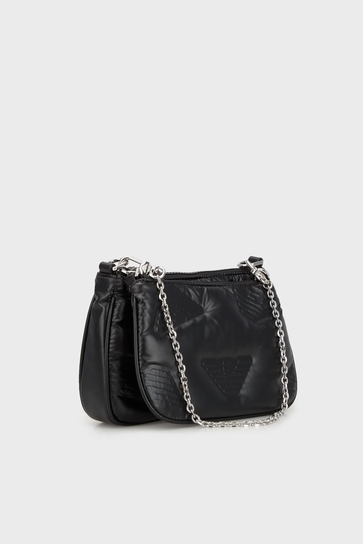 Emporio Armani Çıkarılabilir Zincirli Çift Fermuarlı Bölmeli Bayan Çanta Y3H317 YVZ8X 80001 SİYAH - 2