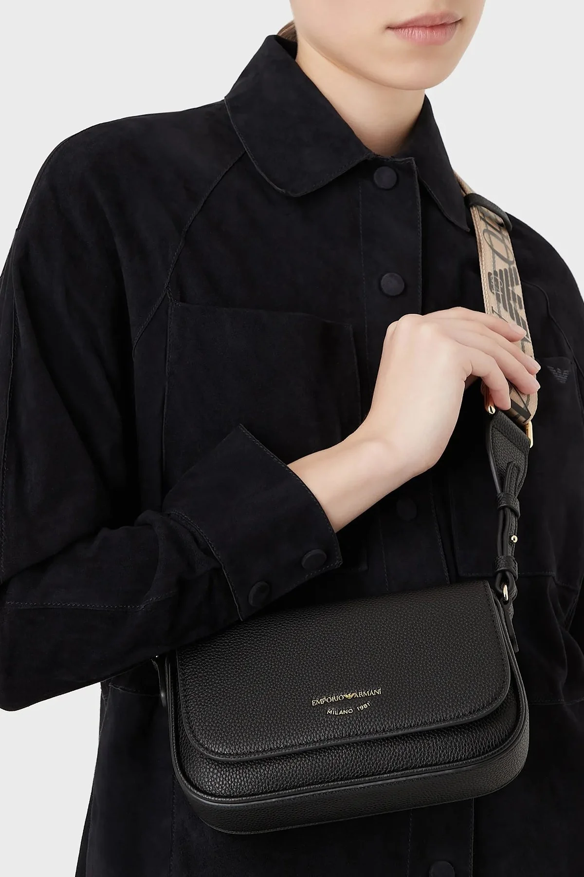 Emporio Armani Logolu Ayarlanabilir Uzatma Askılı Bayan Çanta Y3H294 YFO5B 85218 SİYAH - 6