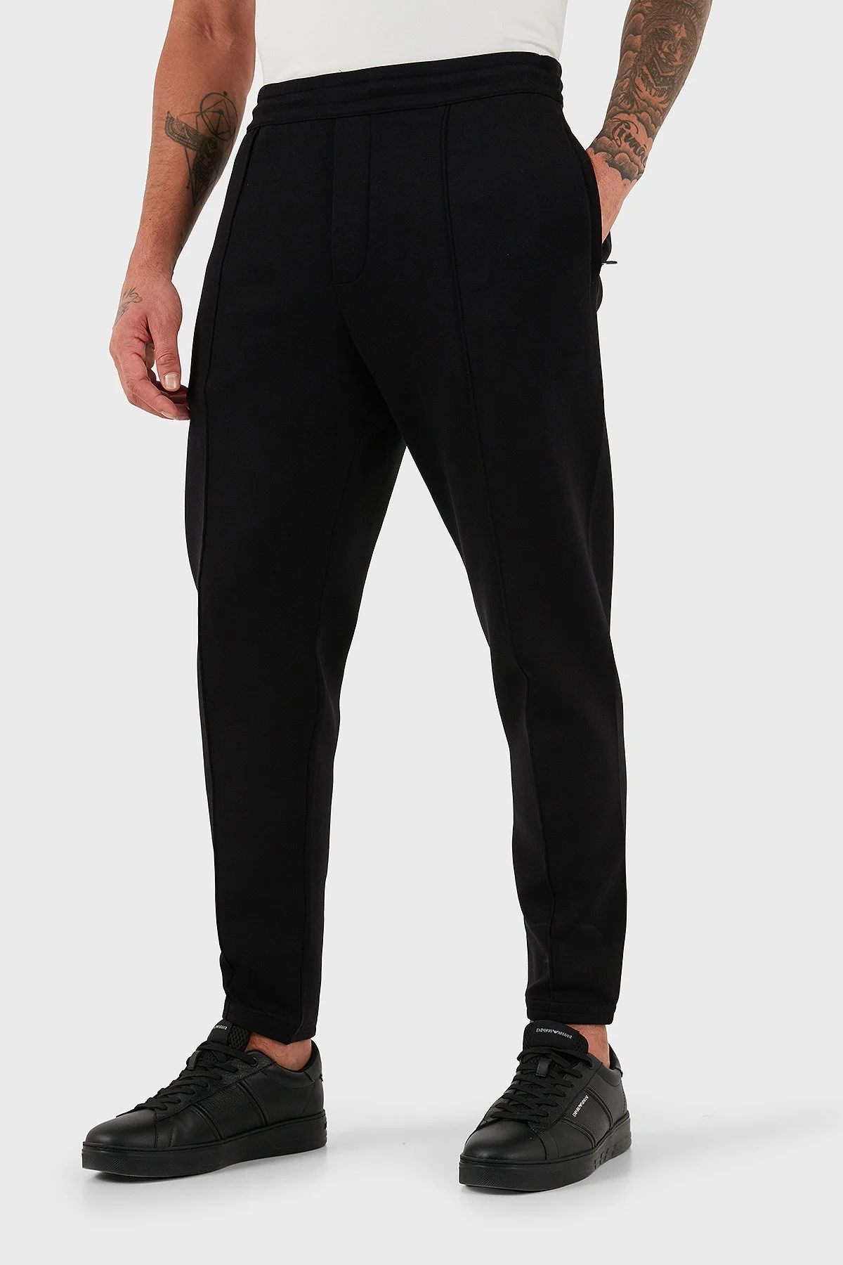 Emporio Armani Çimalı Pamuklu Regular Fit Normal Bel Lastikli Paça Erkek Pantolon EM003051 AF10013 UC001 SİYAH - 4