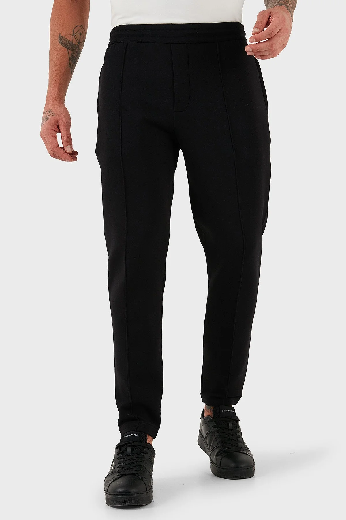 Emporio Armani Çimalı Pamuklu Regular Fit Normal Bel Lastikli Paça Erkek Pantolon EM003051 AF10013 UC001 SİYAH - 5