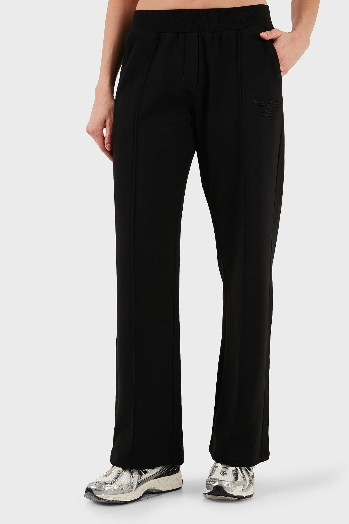 Emporio Armani Çimalı Regular Fit Lastikli Bel Geniş Paça Kadın Pantolon EW002053 AF15356 UC001 SİYAH - 1