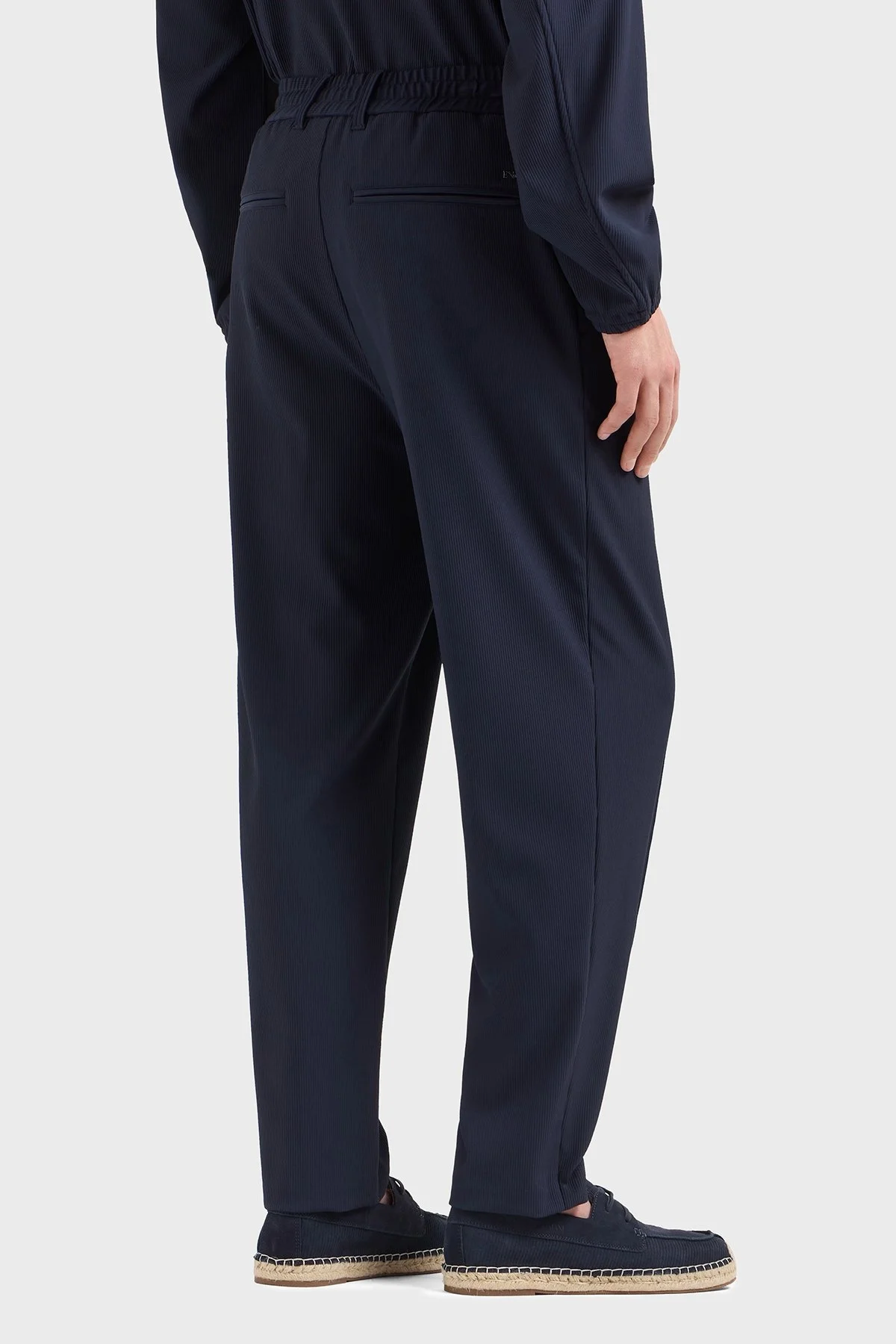 Emporio Armani Çimalı Regular Fit Normal Bel Düz Paça Fitilli Erkek Pantolon EM001508 AF14076 UB118 LACİVERT - 3