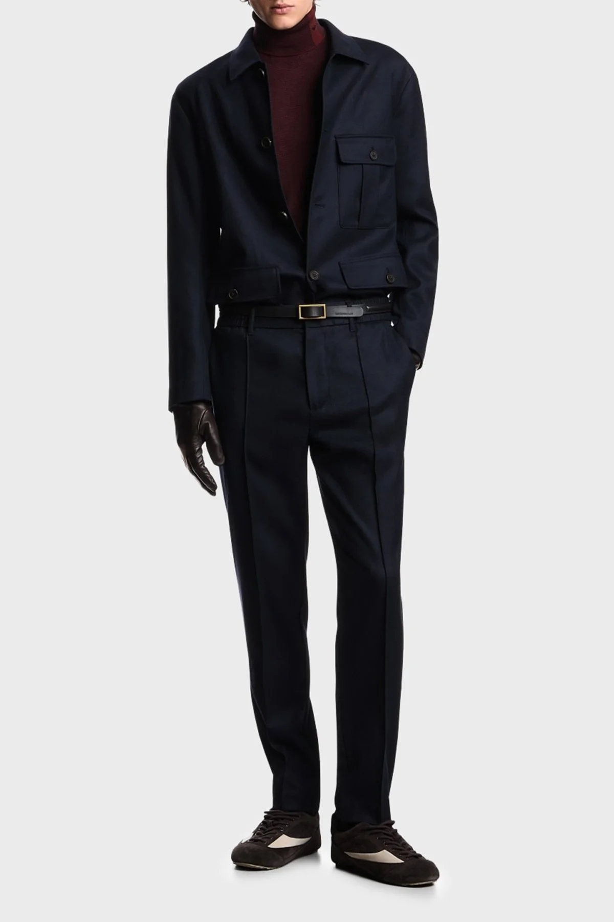 Emporio Armani Çimalı Yün Karışımlı Regular Fit Düz Paça Erkek Pantolon EM003669 AF18507 UB118 LACİVERT - 2