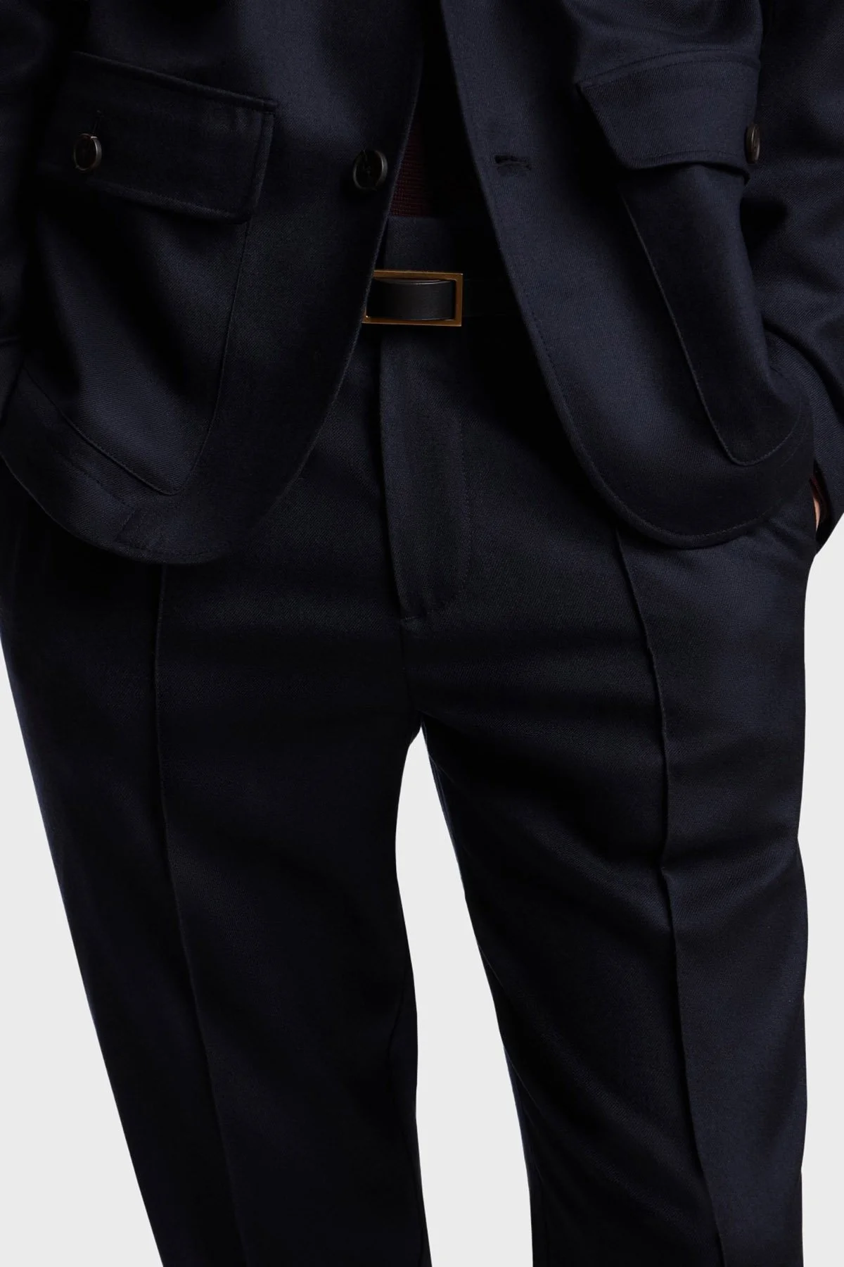 Emporio Armani Çimalı Yün Karışımlı Regular Fit Düz Paça Erkek Pantolon EM003669 AF18507 UB118 LACİVERT - 4