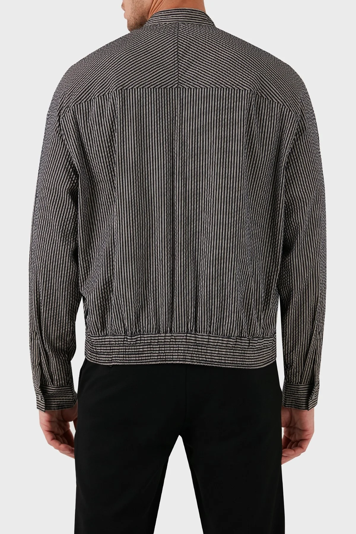 Emporio Armani Çizgili Dik Yaka Regular Fit Mevsimlik Erkek Mont 3D1BL6 1NPIZ F014 SİYAH - 3