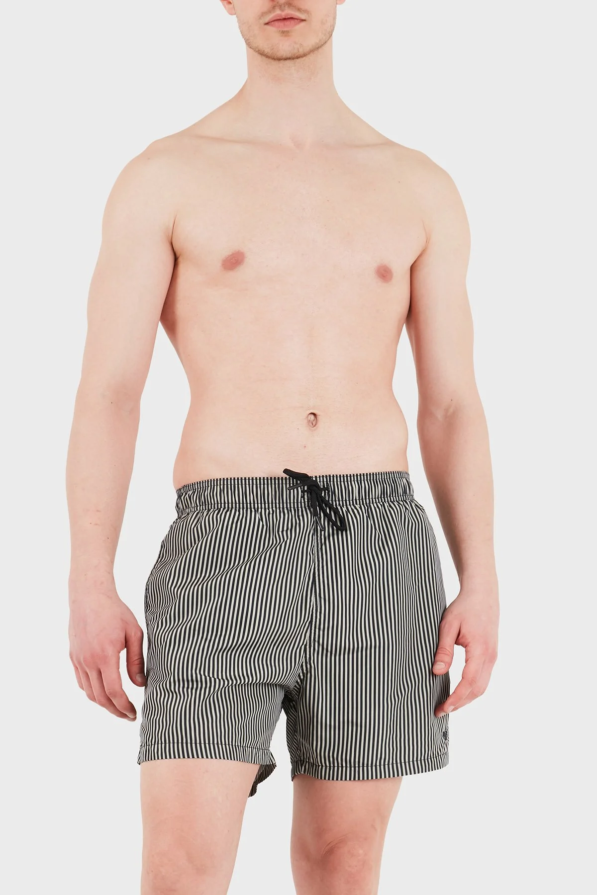Emporio Armani Çizgili Mayo Short Erkek Deniz Şortu EM000583 AF20445 F1039 SİYAH-BEJ - 2