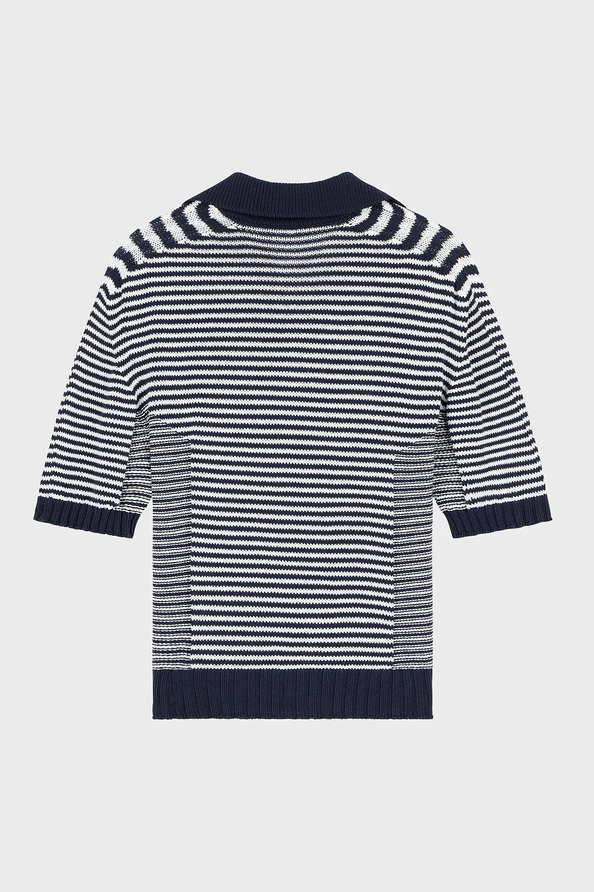 Emporio Armani Çizgili Pamuklu Kısa Kollu Kadın Polo EW005020 AF27238 FB056 Mavi - 7