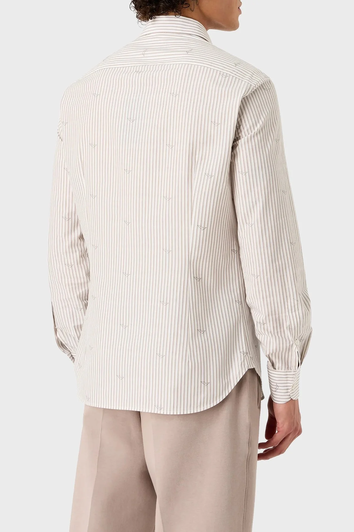 Emporio Armani Çizgili Pamuklu Regular Fit Erkek Gömlek 3D1C86 1K3LZ F1H1 BEJ - 3