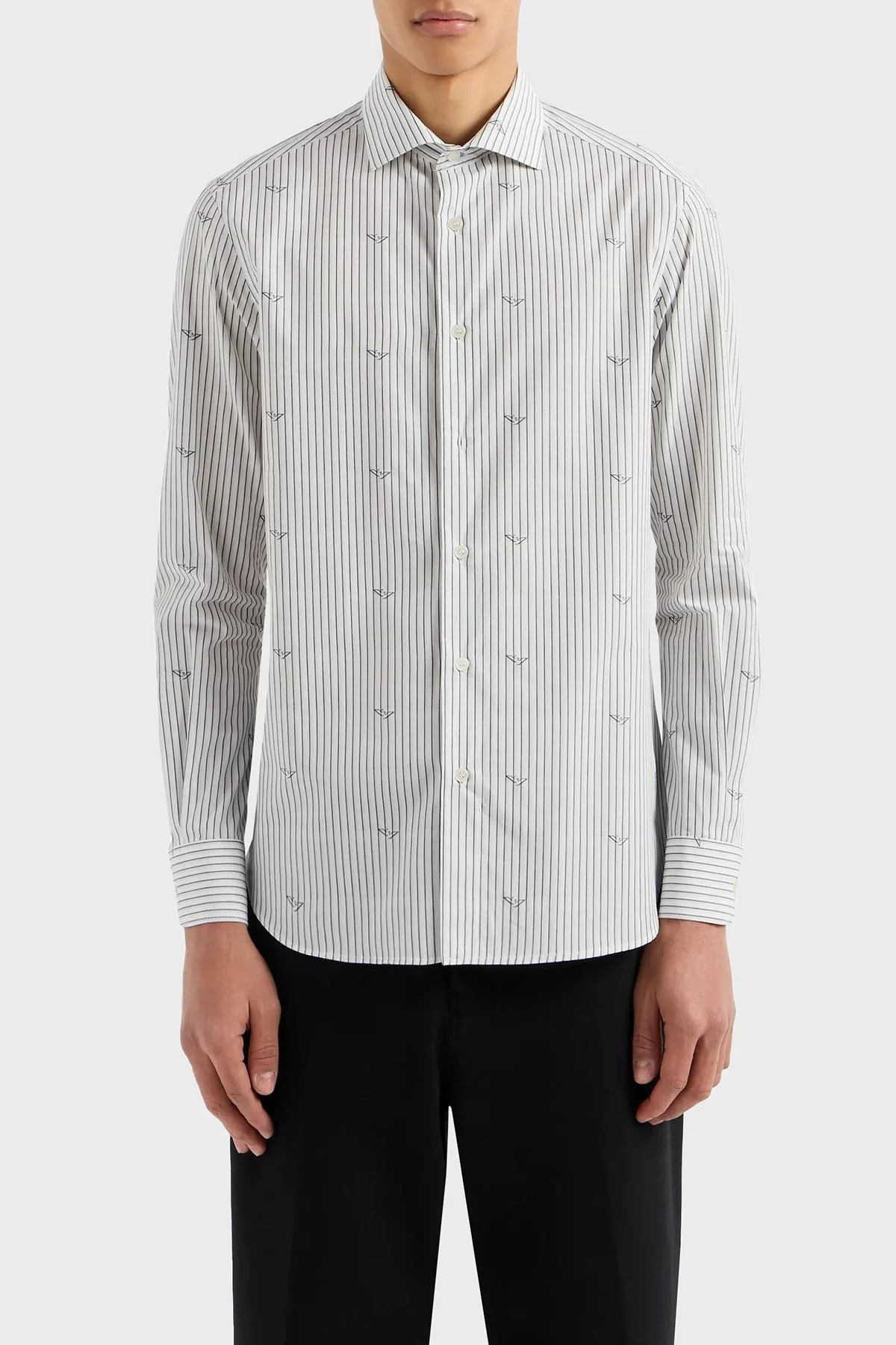 Emporio Armani Çizgili Pamuklu Regular Fit Erkek Gömlek 3D1C86 1K3LZ F1H2 AÇIK MAVİ - 5