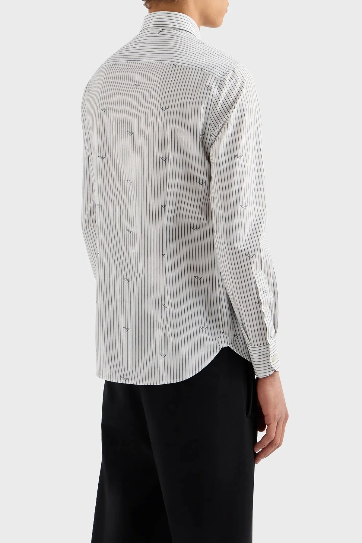 Emporio Armani Çizgili Pamuklu Regular Fit Erkek Gömlek 3D1C86 1K3LZ F1H2 AÇIK MAVİ - 7