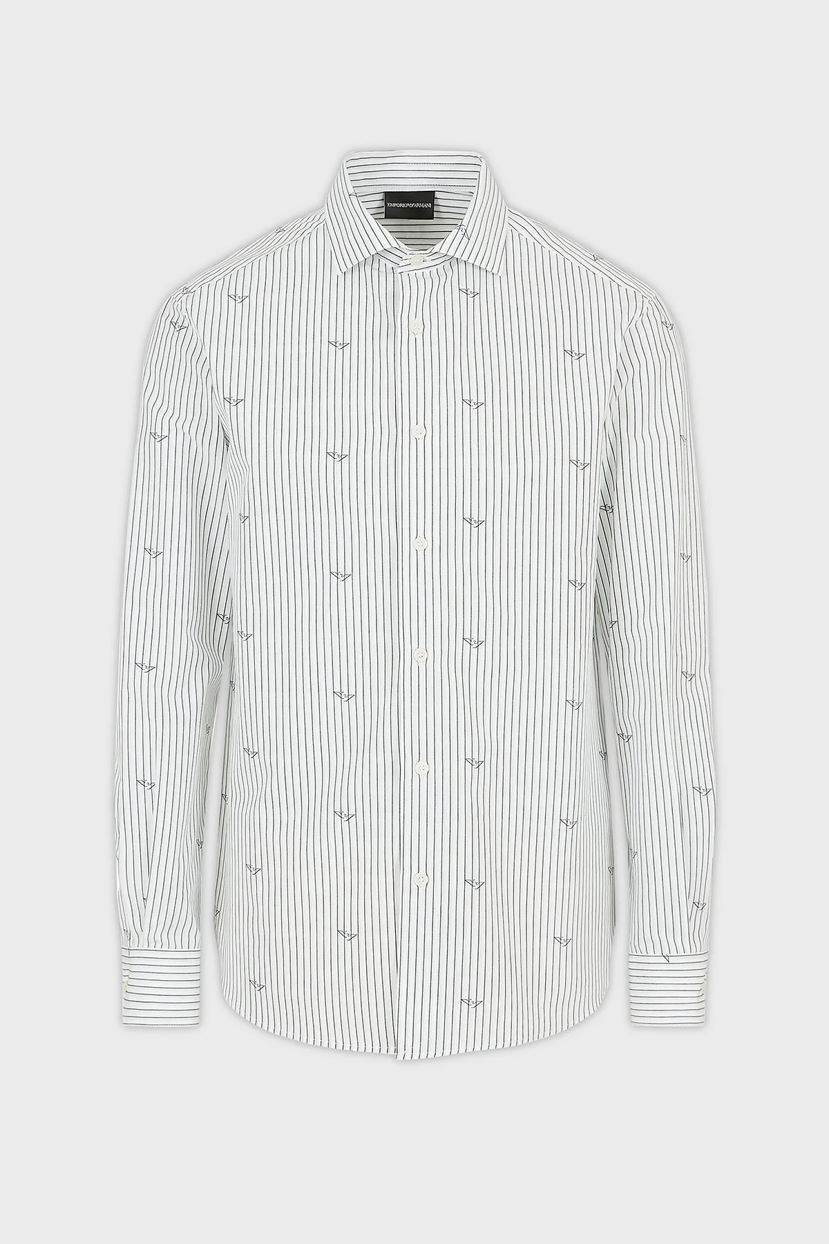 Emporio Armani Çizgili Pamuklu Regular Fit Erkek Gömlek 3D1C86 1K3LZ F1H2 AÇIK MAVİ - 4