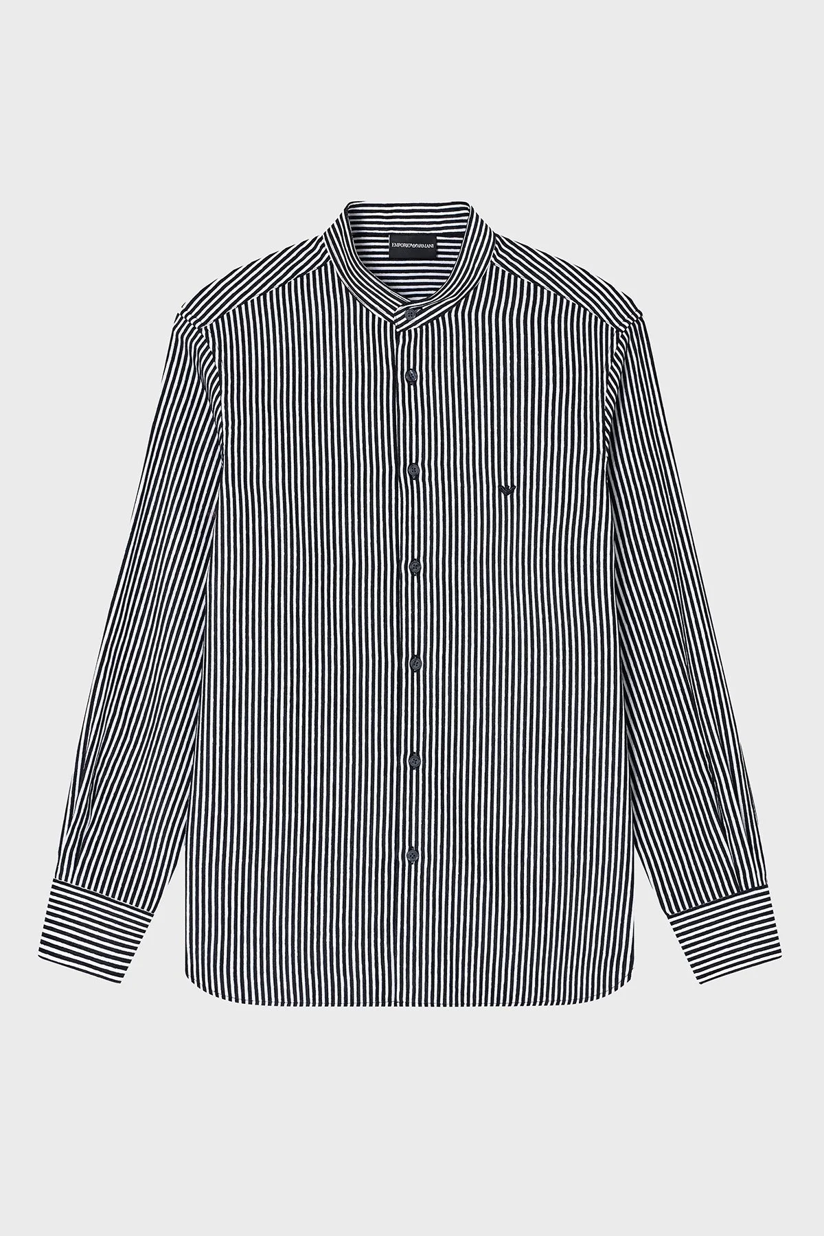 Emporio Armani Çizgili Pamuklu Regular Fit Hakim Yaka Erkek Gömlek EM003810 AF19840 MB378 LACİVERT-BEYAZ - 5