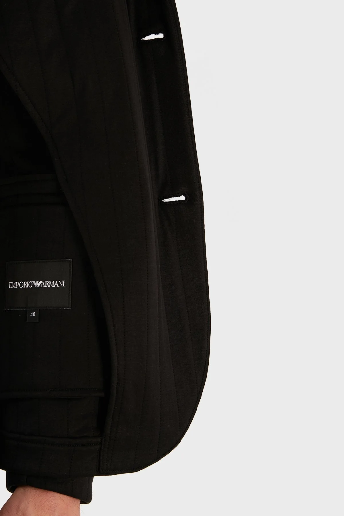 Emporio Armani Çizgili Regular Fit Kapüşonlu Spor Erkek Ceket 3R1GL6 1JIQZ 0999 SİYAH - 5