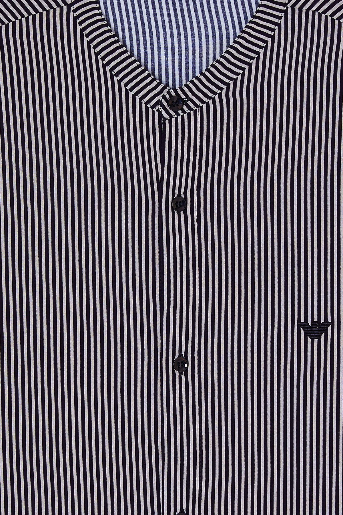 Emporio Armani Çizgili Regular Fit Kısa Kollu Erkek Gömlek EM005144 AF20445 F1039 SİYAH-BEJ - 3