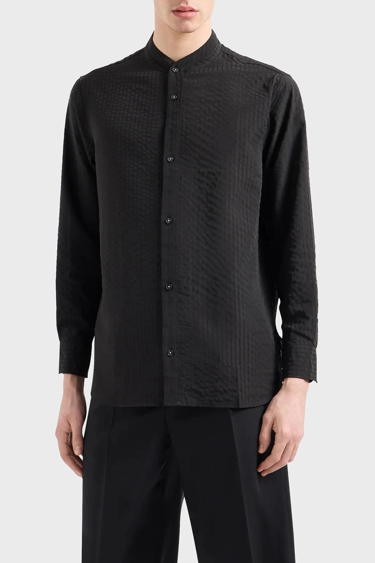 Emporio Armani Comfort Fit Hakim Yaka Gofre Erkek Gömlek 3D1CG8 1NTEZ 0999 SİYAH - 1