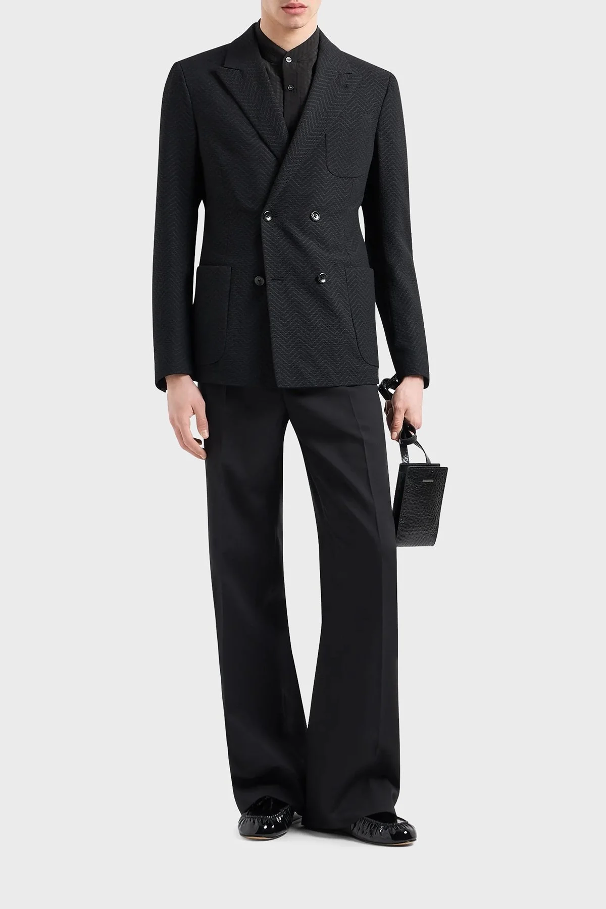 Emporio Armani Comfort Fit Hakim Yaka Gofre Erkek Gömlek 3D1CG8 1NTEZ 0999 SİYAH - 2