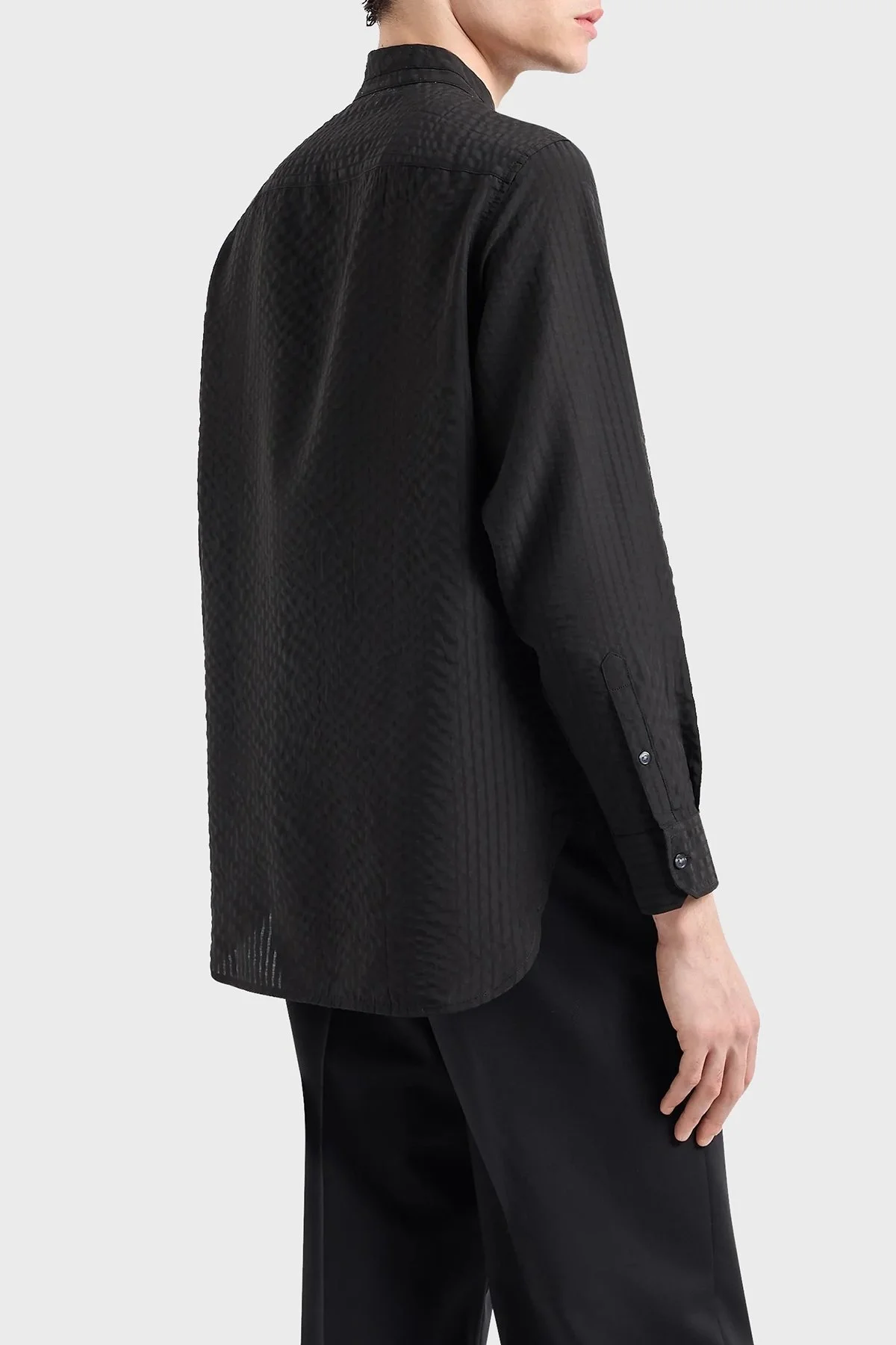 Emporio Armani Comfort Fit Hakim Yaka Gofre Erkek Gömlek 3D1CG8 1NTEZ 0999 SİYAH - 3