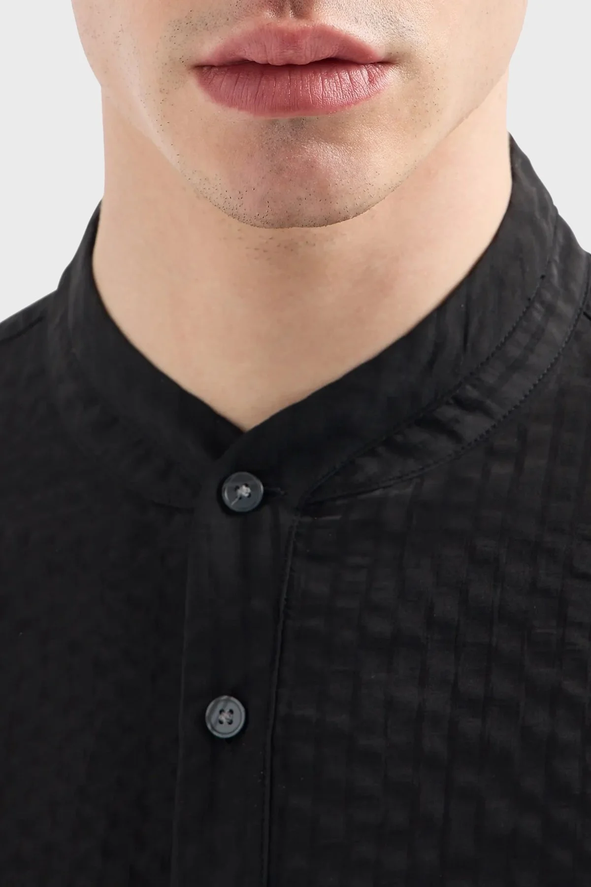 Emporio Armani Comfort Fit Hakim Yaka Gofre Erkek Gömlek 3D1CG8 1NTEZ 0999 SİYAH - 4